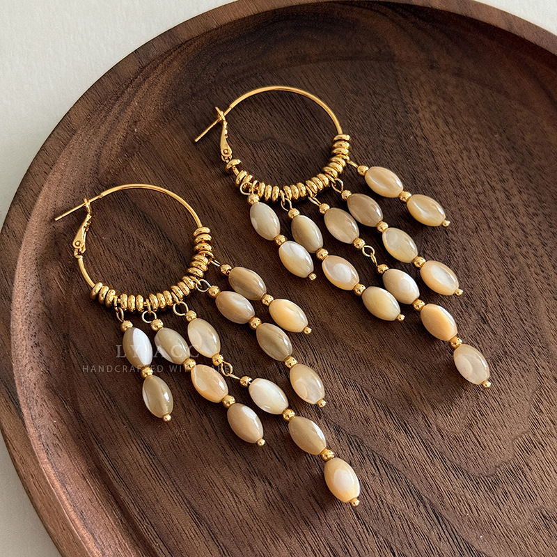 Pearl Bead Tassel Earrings Drop Earrings Small Elegant Bohemian Earrings for Women