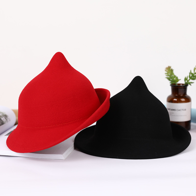 Magic Hat Wizard Hat Felt Hat Halloween Stage Costume Rolled Brim Wool Witch Hat 54-57cm
