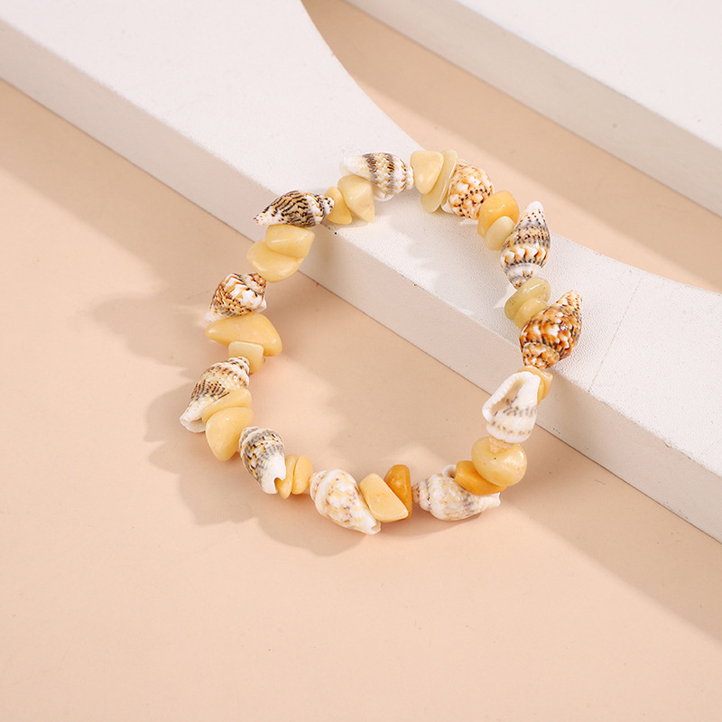 Rongshang Conch Bead Turquoise Bracelet Beach Starfish Pendant Shell Crystal Bead Bracelet Accessory