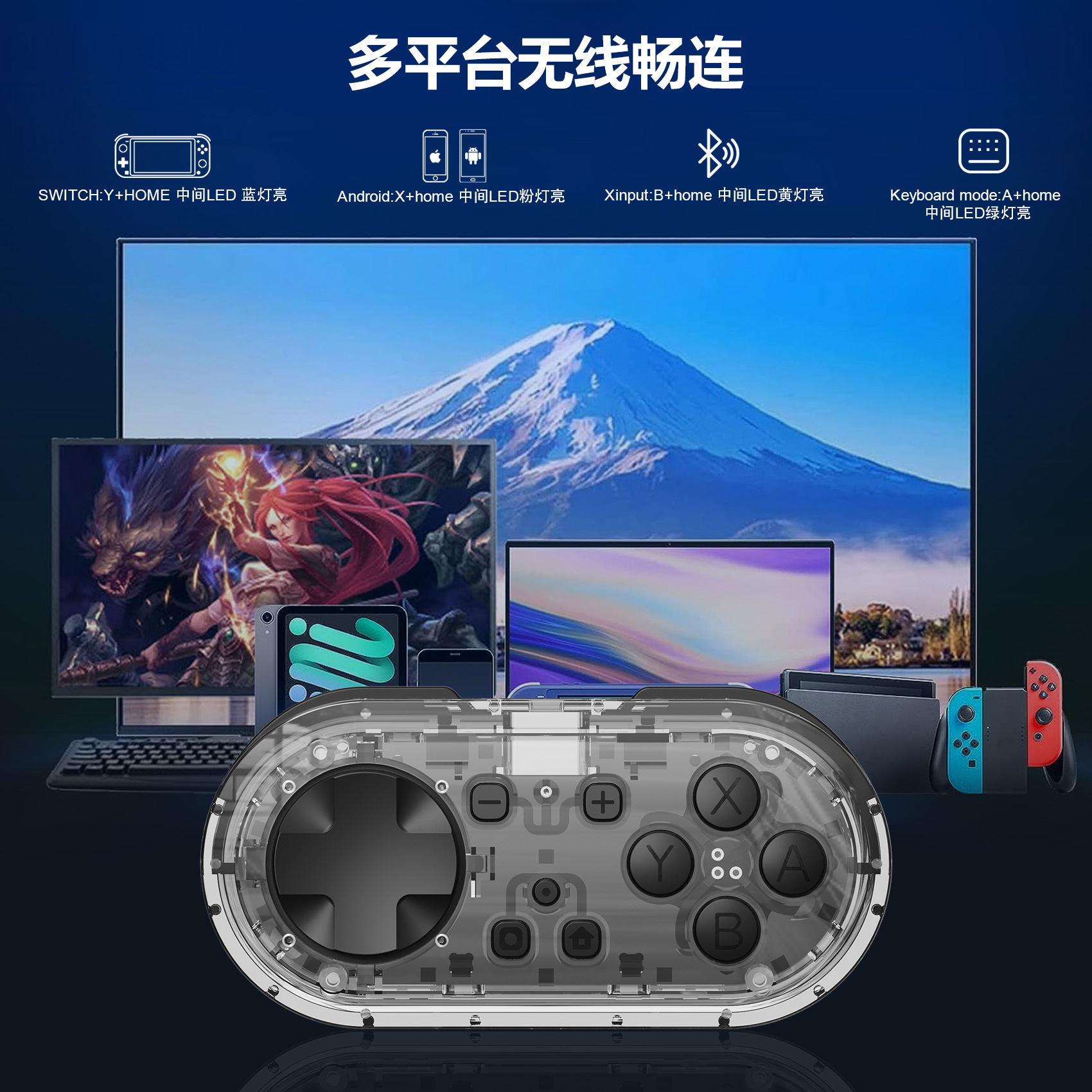 LinYuvo Lianyou Switch Pro wireless controller adjustable light PC/Android iOS mini Bluetooth controller