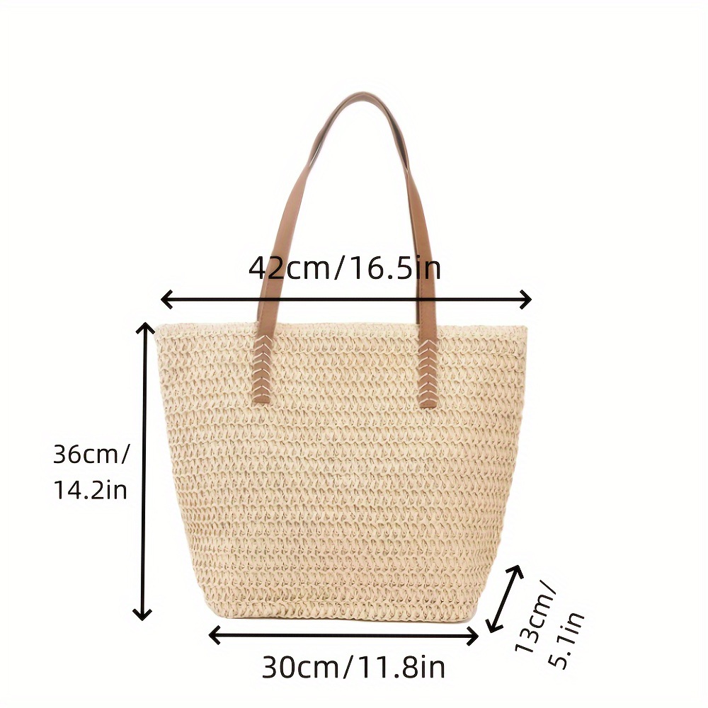 Single Shoulder Straw Bag New Handwoven Bag Women's Beach Large Capacity Tote Bag Vacation Beach Bag