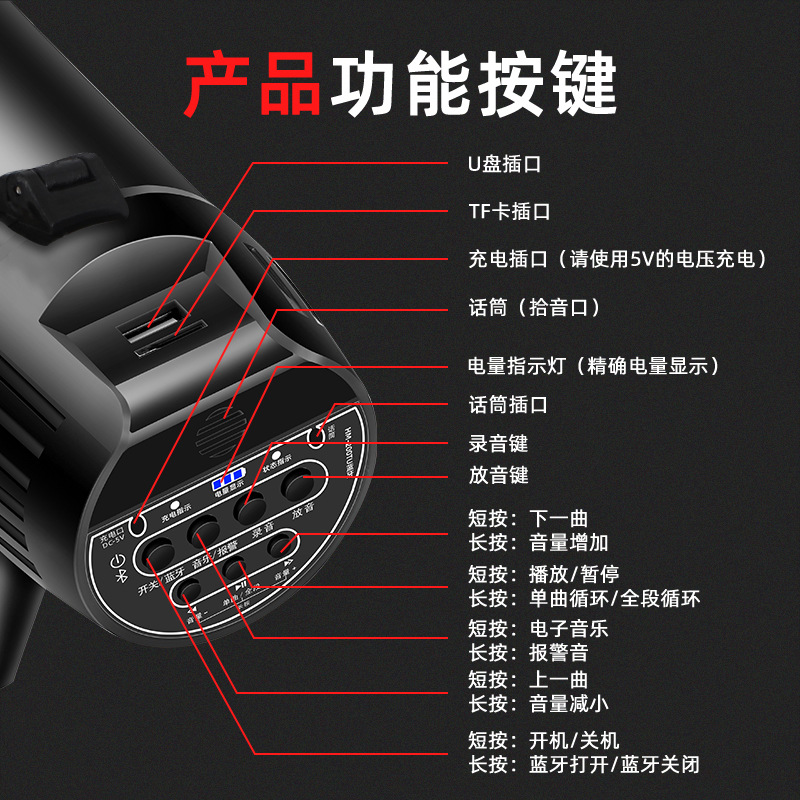 Handheld loudspeaker HM-200 high-power lithium battery amplifier stall propaganda speaker horn