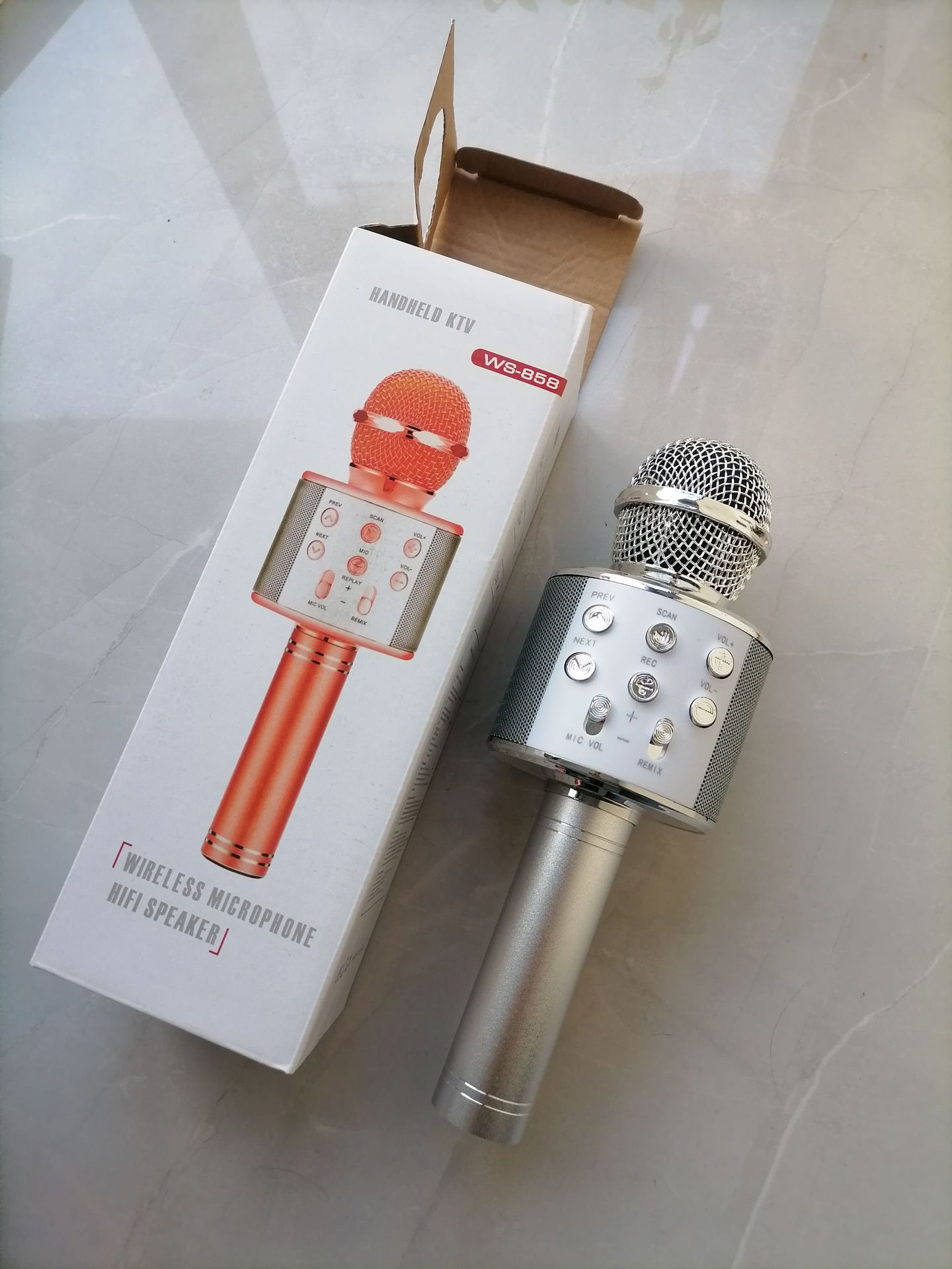 WS858 Phone Microphone Wireless Bluetooth Microphone K12 Song Phone Microphone Bluetooth Speaker K Song Bao