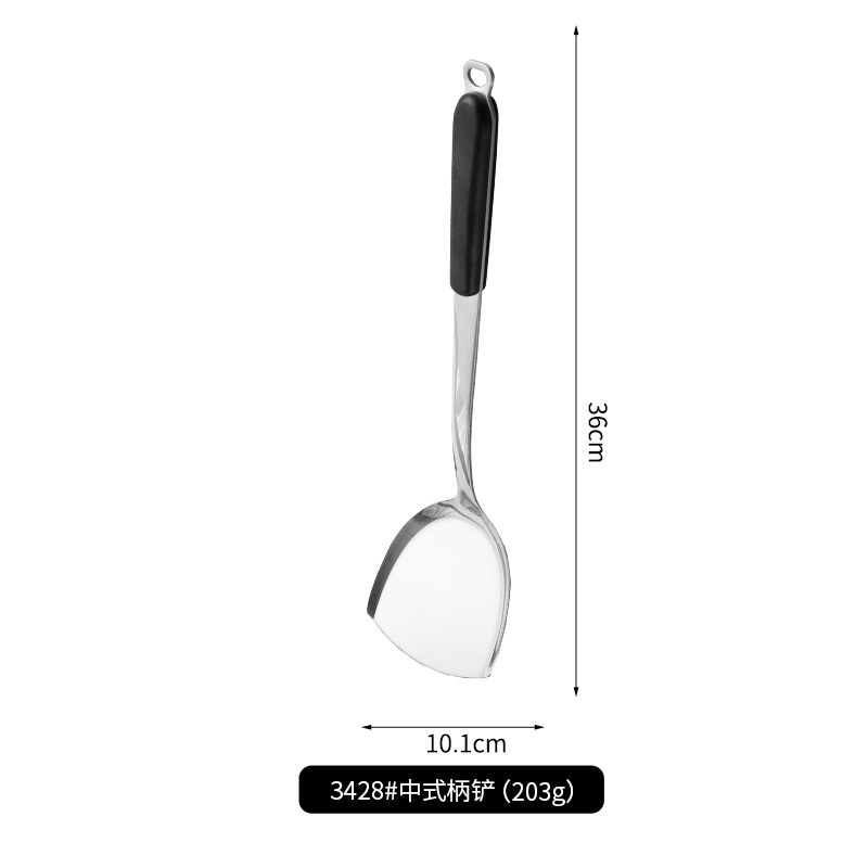 Stainless Steel Bakelite Handle Bright Chinese Style Handle Frying Pan Spatula Soup Spoon Slotted Spoon Cooking Home Kitchen Utensils Set Carefully Selected