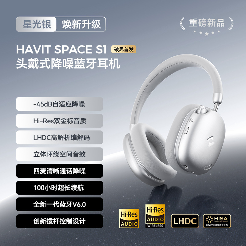havit 2026 New H670BT Over-ear Headphones ANC Active Noise Cancellation Custom Mold Wireless Bluetooth Sports Headphones