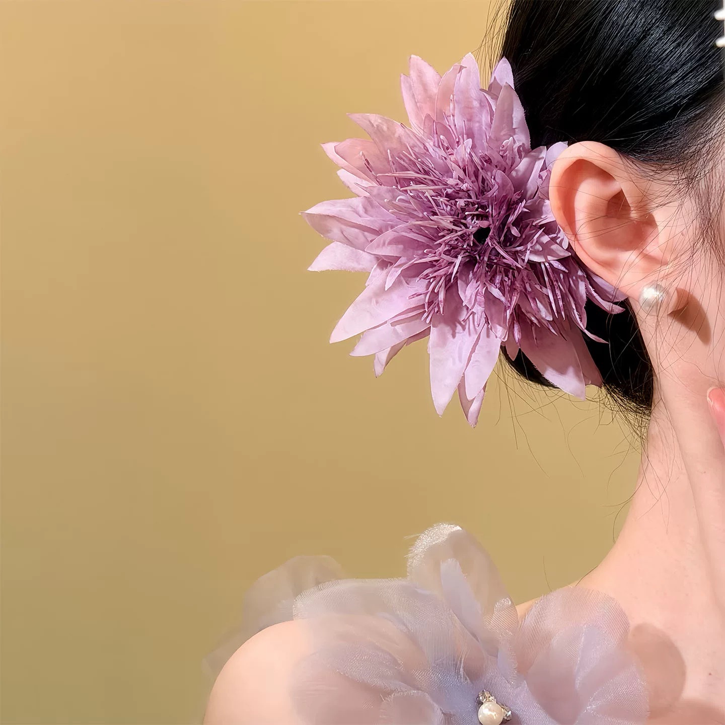 31#香芋紫仿真花朵发夹