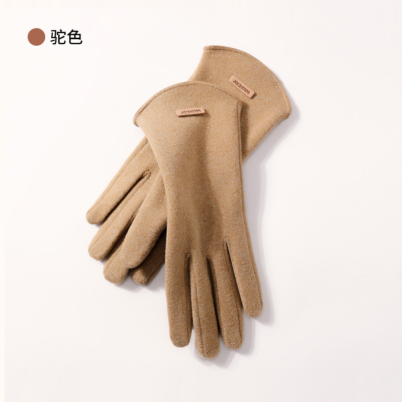 Winter new cashmere gloves women outdoor small fragrance style fleece thickened warm gloves cold-resistant touch screen DY50