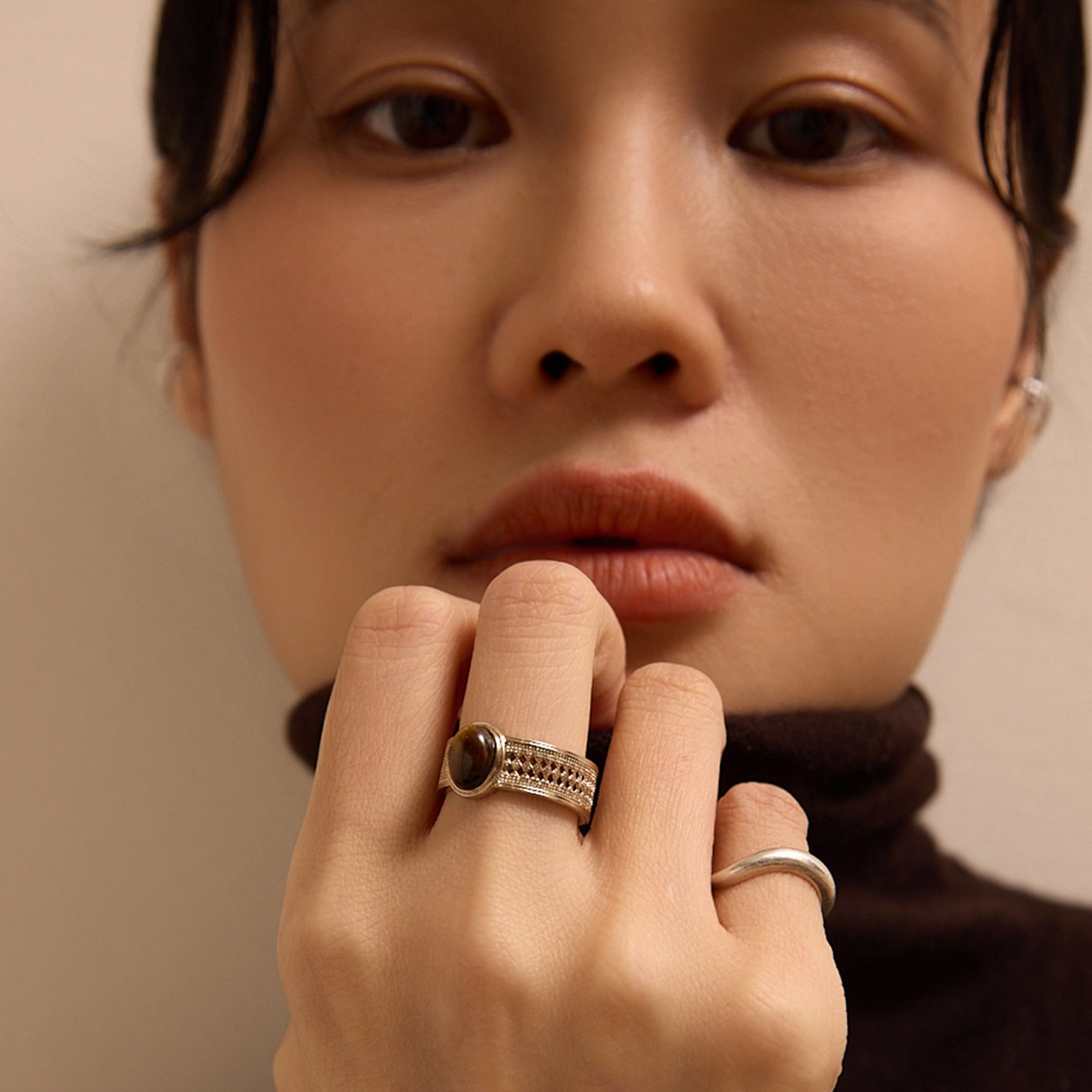 Yinlv Ring Women 2026 New Niche Plain Circle Index Finger Ring Open Ring