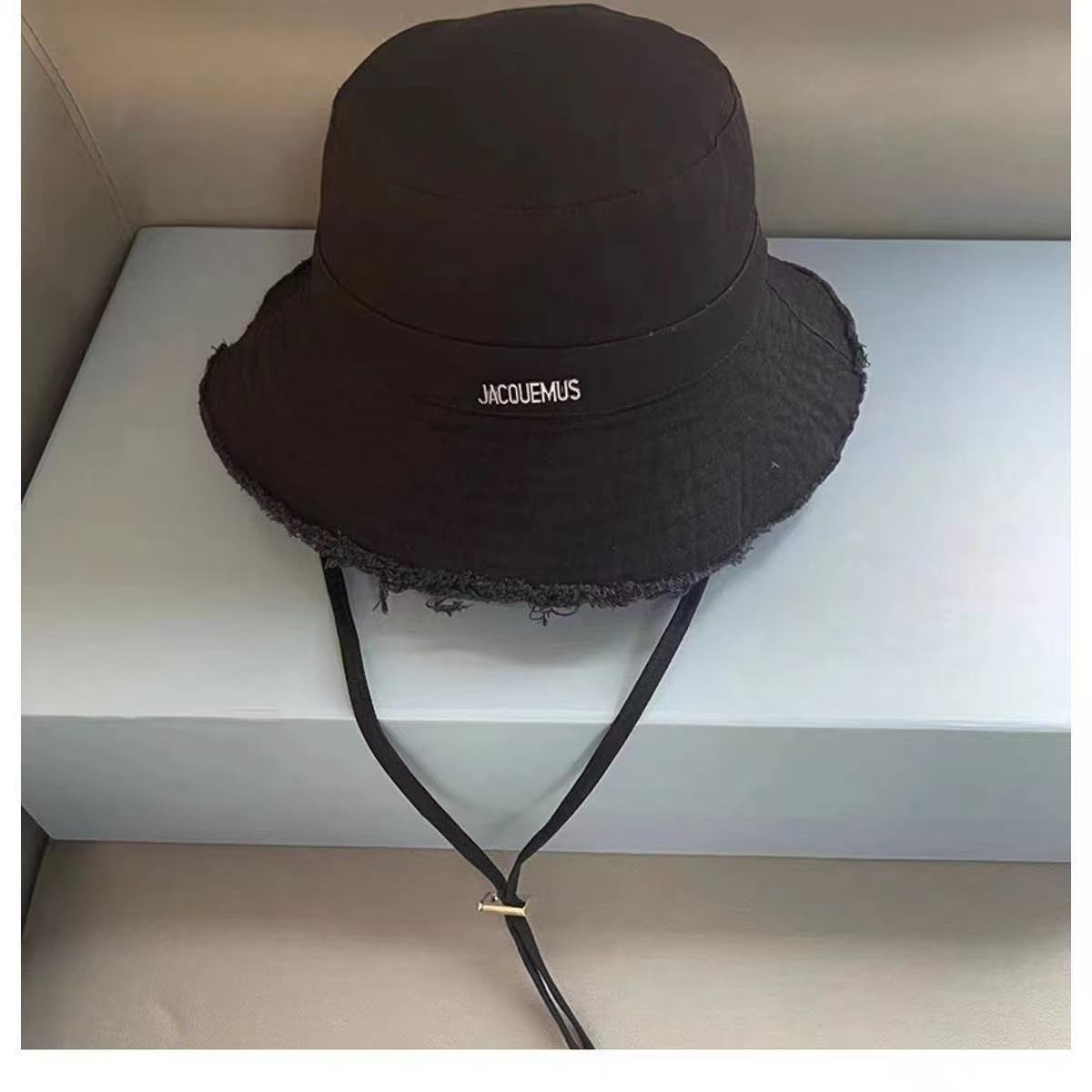 Summer Cotton Washed Raw Edge Fisherman Hat for Men and Women, Outdoor Vacation Sun Hat, Drawstring Sun Hat, Basin Hat