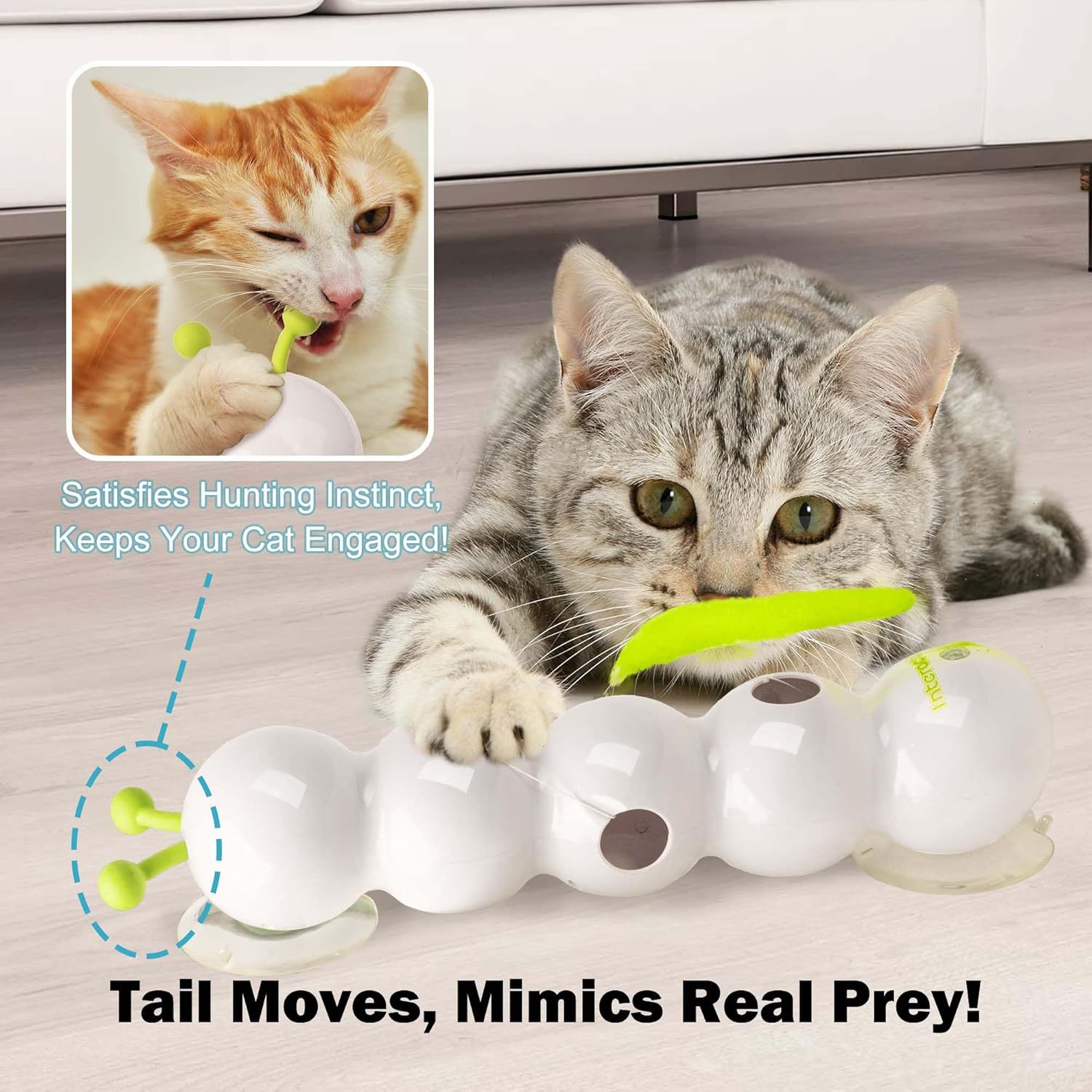 afp Electric Feather Tail Cat Teaser Toy Bug Chase Fun Suction Cup Teaser Self-entertainment Relieve Boredom Whack-a-mole