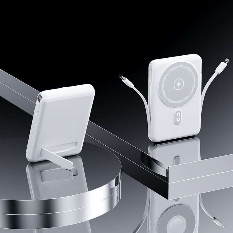 Hidden Stand Cable Fast Charging Magnetic Wireless Charging 1/20000mAh Power Bank Portable Mobile Power Supply