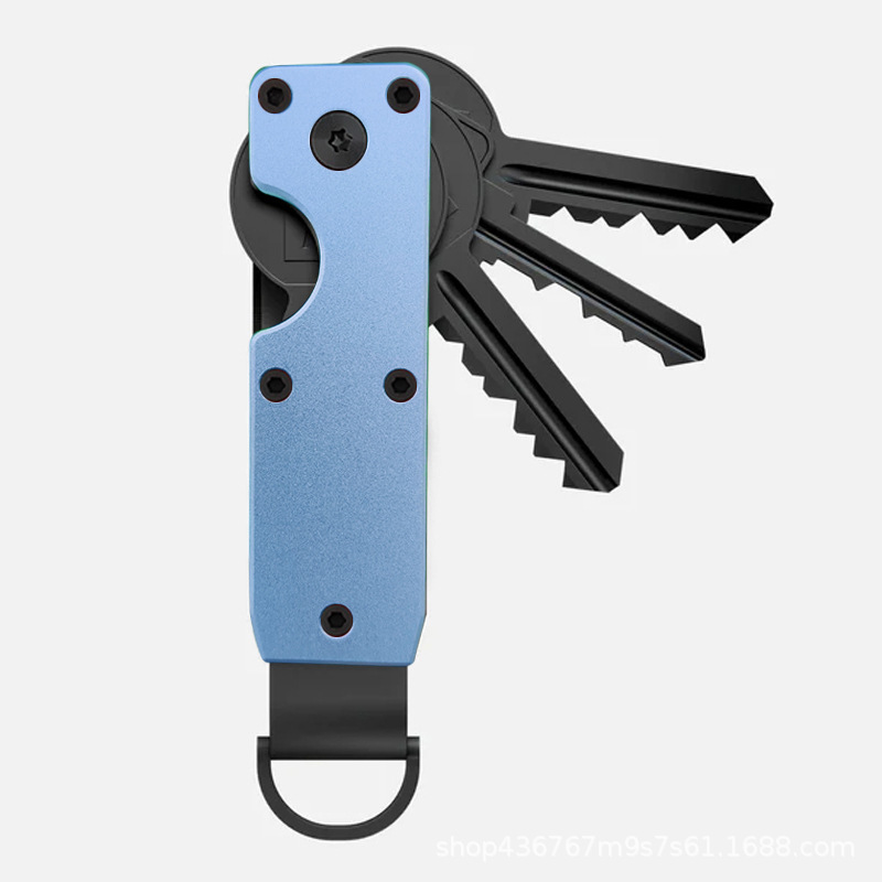 Aluminum Alloy Metal Key Ring Men's Large Capacity Car Key Organizer Multi-functional Key Ring