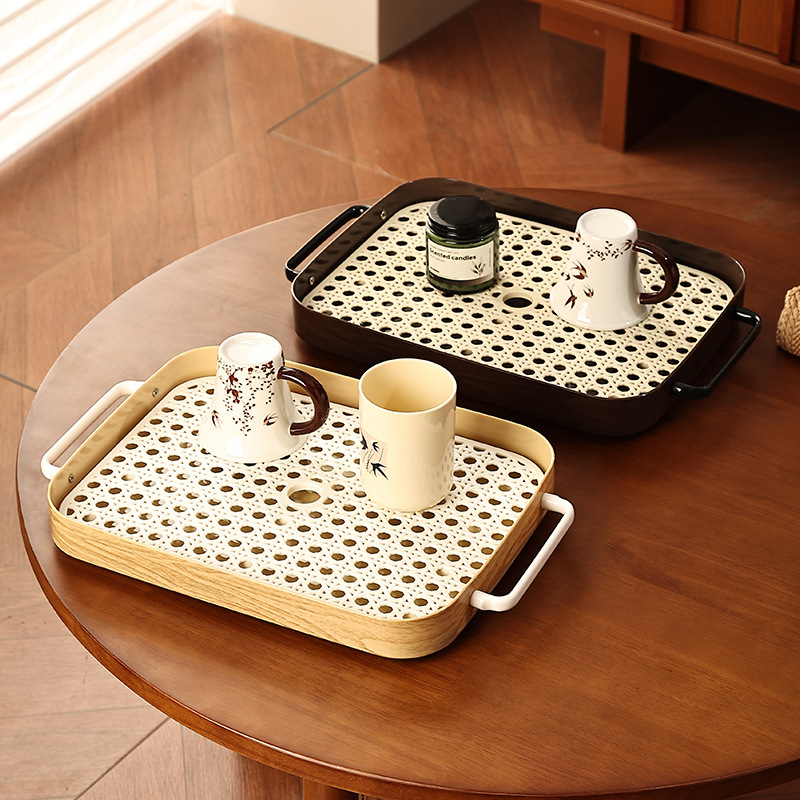 Vintage Style Tea Tray Drip Cup Tray Rectangular Fruit Tray Living Room Small Cup Storage Rack