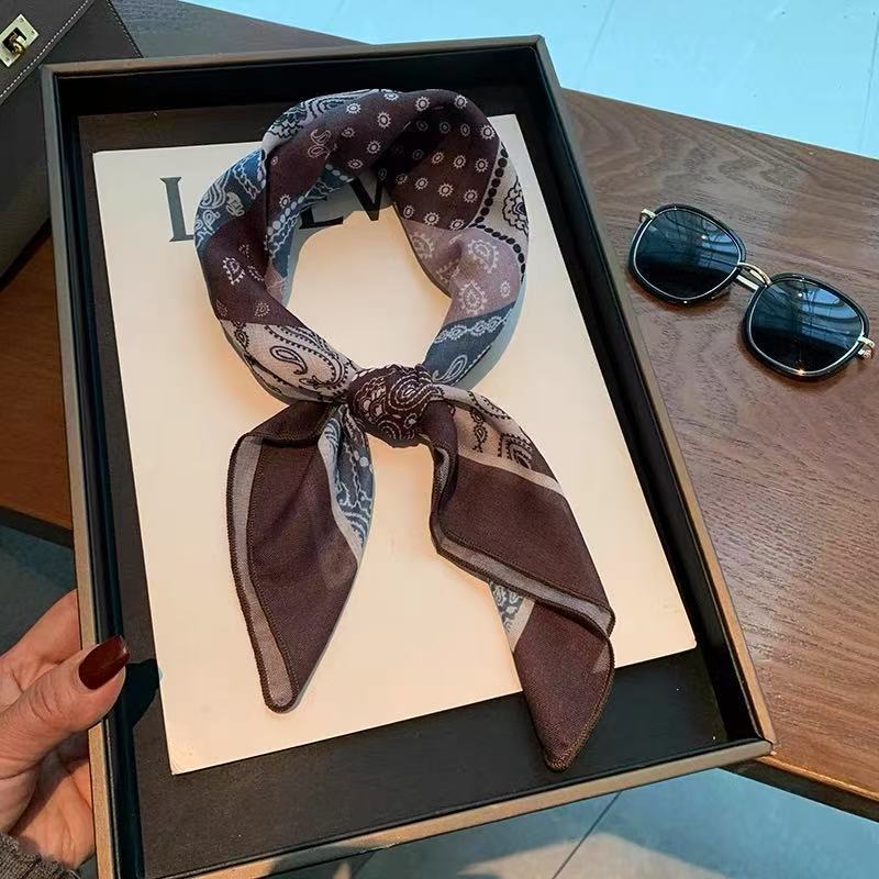 58cm cotton-linen small square scarf, fresh and breathable women's soft decorative small scarf, spring and summer scarf for women
