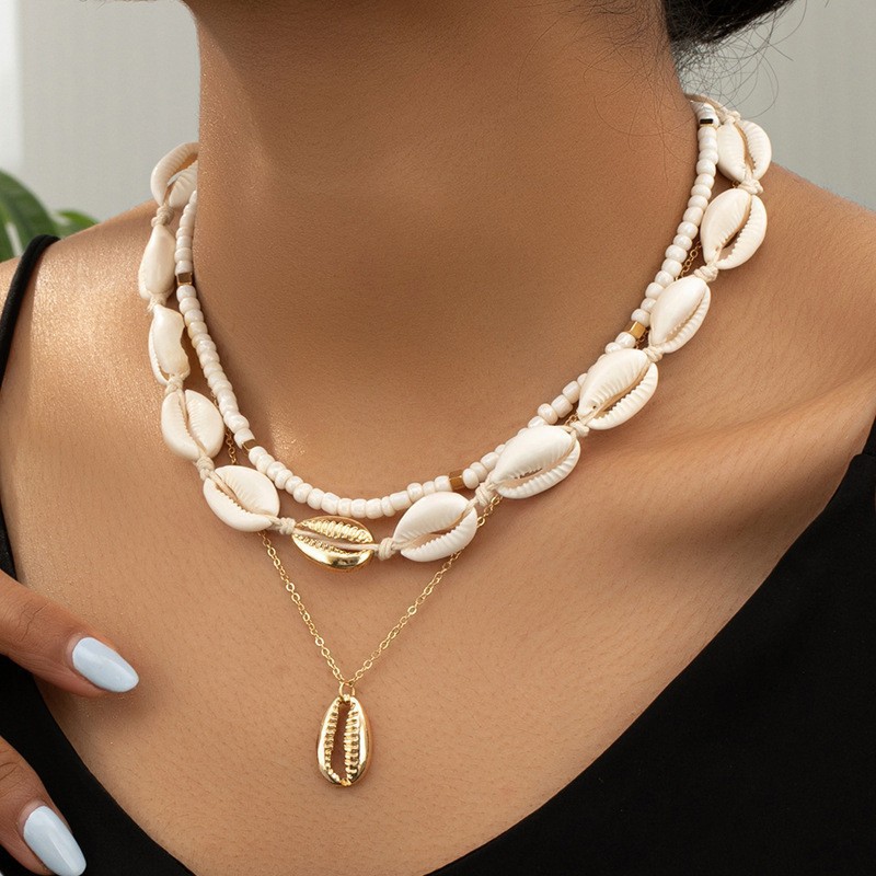 NZ3345 New Polymer Clay Pearl Layering Necklace Summer Starfish Seed Bead Necklace