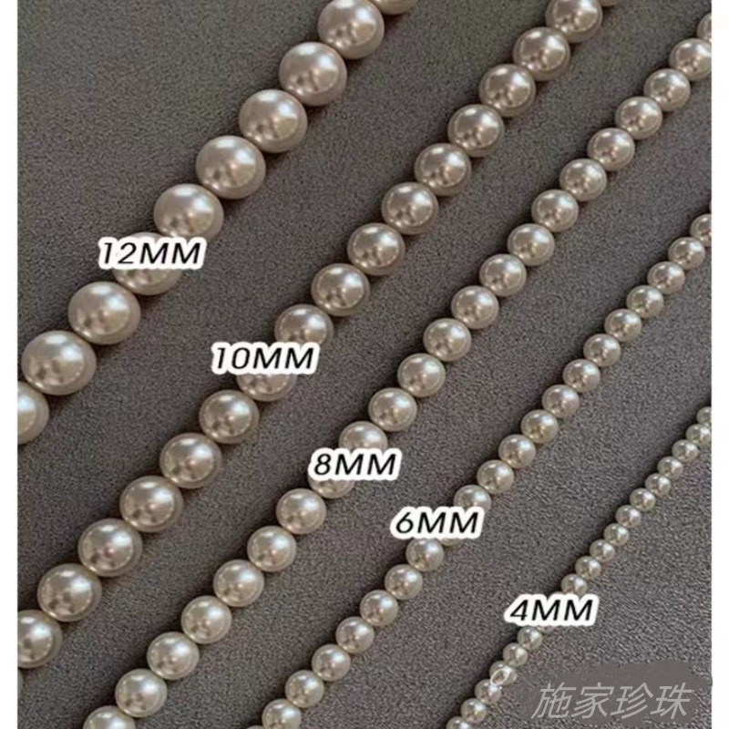 Japanese round strong light imitation pearl necklace for women collarbone chain sterling silver buckle simple magnetic clasp neck chain