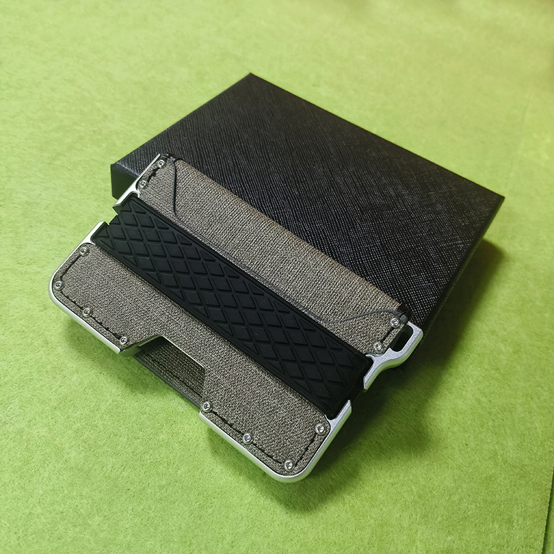 Aluminum Alloy Flip Leather Wallet RFID Anti-theft Shielding Money Clip Men's Wallet