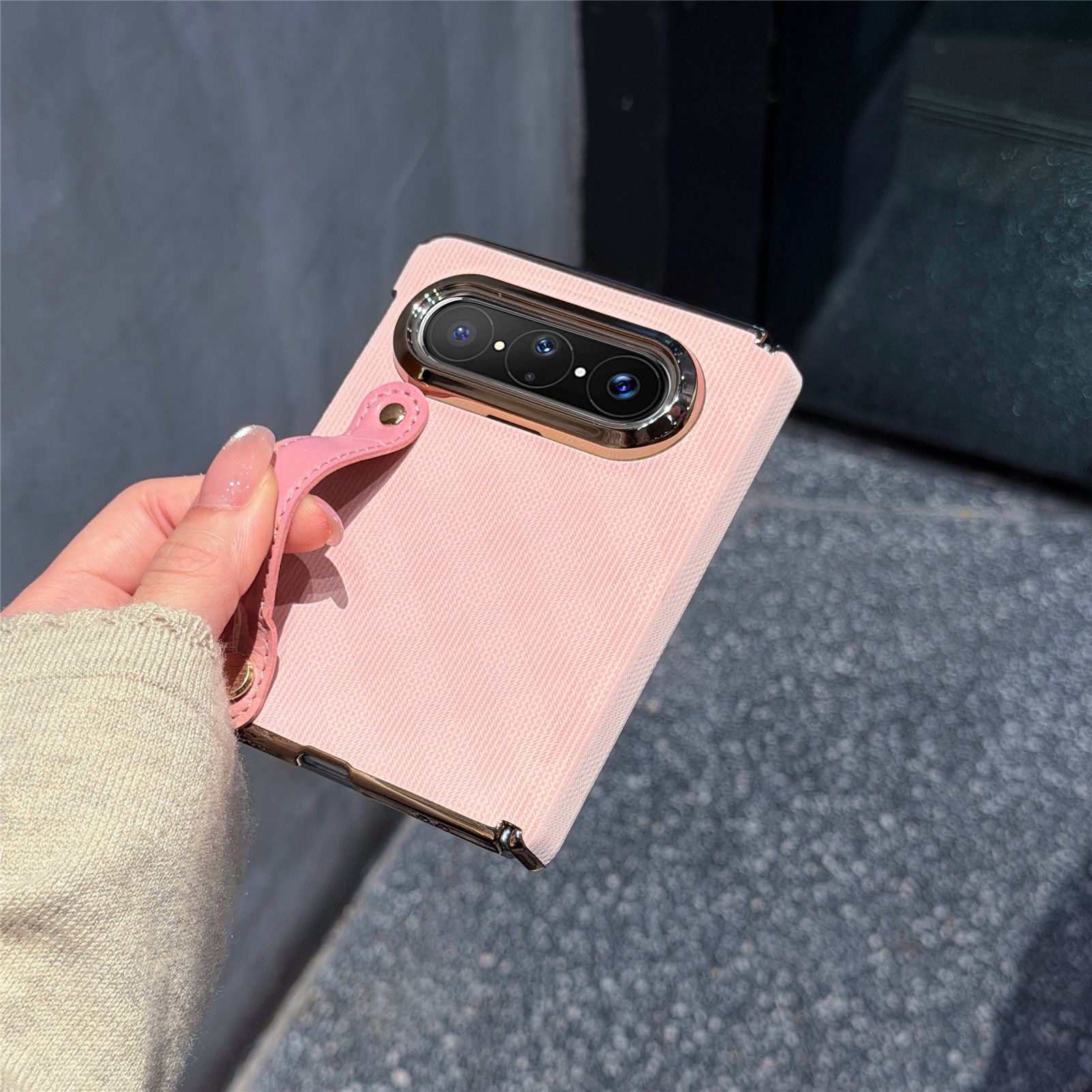 puraxmax phone case for Huawei handheld wrist strap folding screen protective case magnetic dual-axis hinge shell