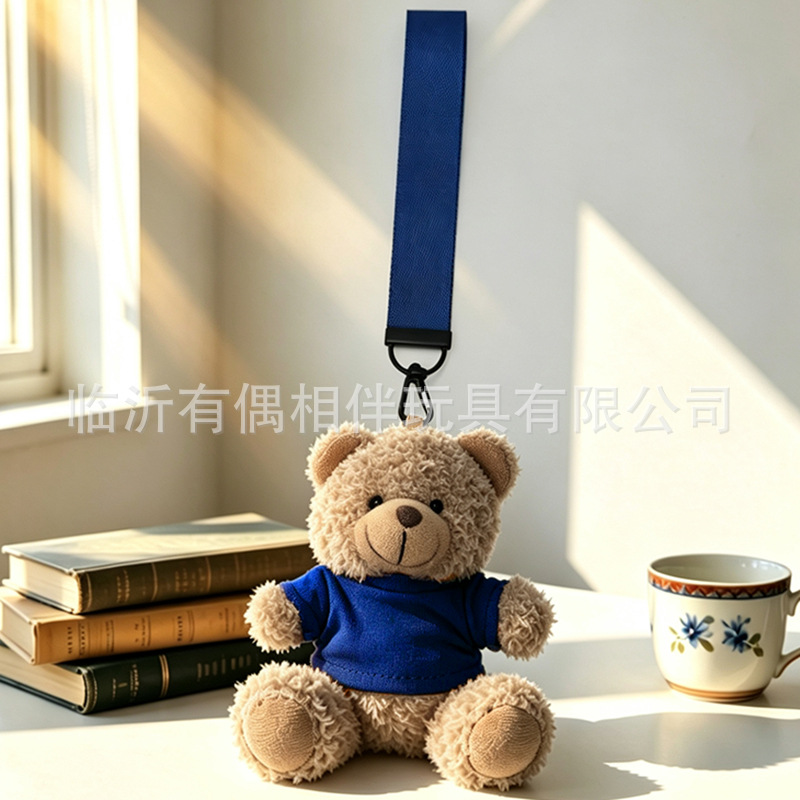 Teddy bear pendant custom woven lanyard print LOGO bear keychain plush toy backpack charm souvenir