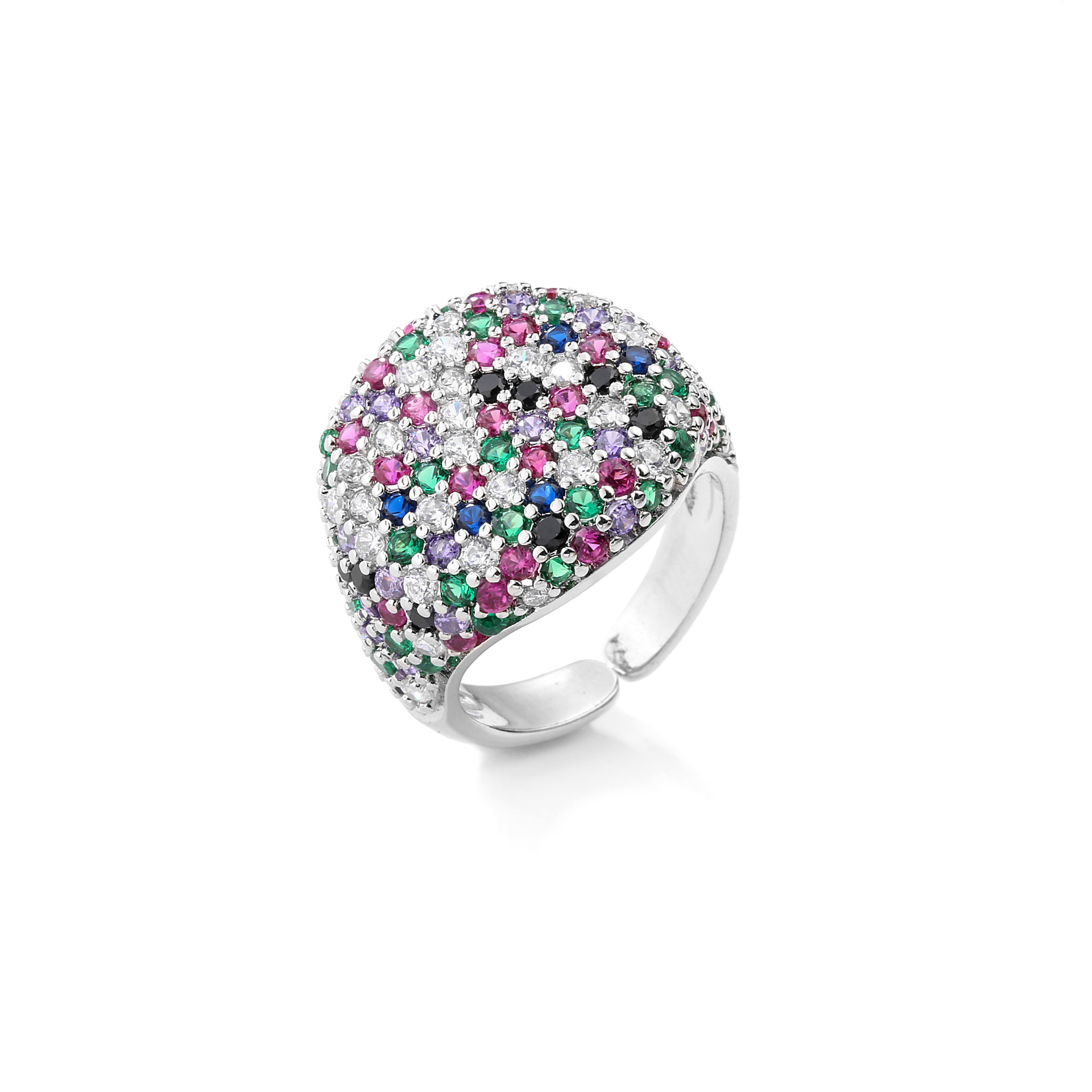 HECHENG Jewelry Full Diamond Round Ring Open Geometric Zircon Ring 18K Gold Plated VJ337
