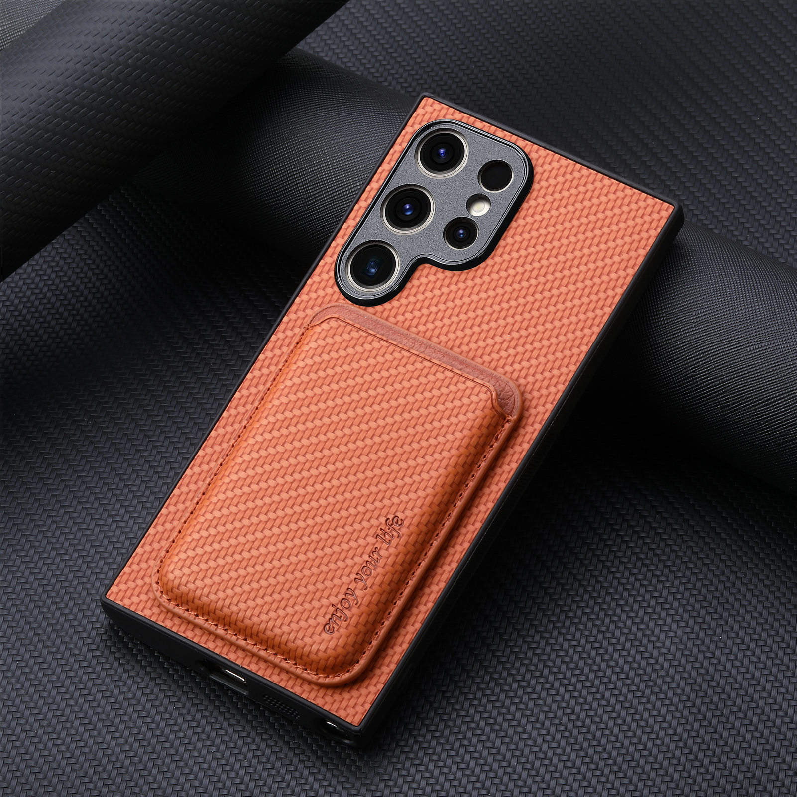 For Samsung phone case S26 Ultra protective case S25 Fe magnetic Magsafe two-in-one card case leather case