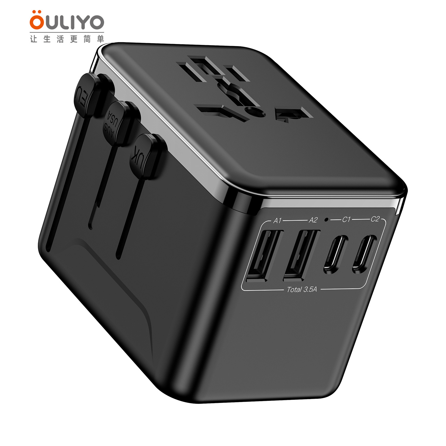Multi-function Adapter Plug Global 2A2C Fast Charging 3.5A Socket Converter Multi-country Travel Plug