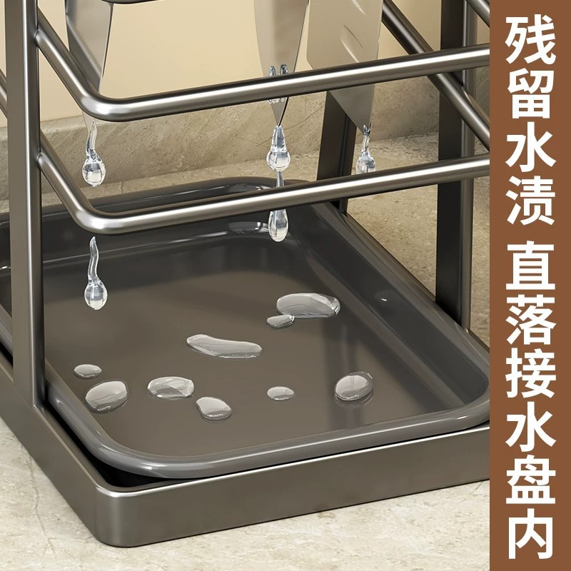 Kitchen knife rack, for kitchen knife, scissors, fruit knife, household drain countertop knife storage rack, knife holder integrated