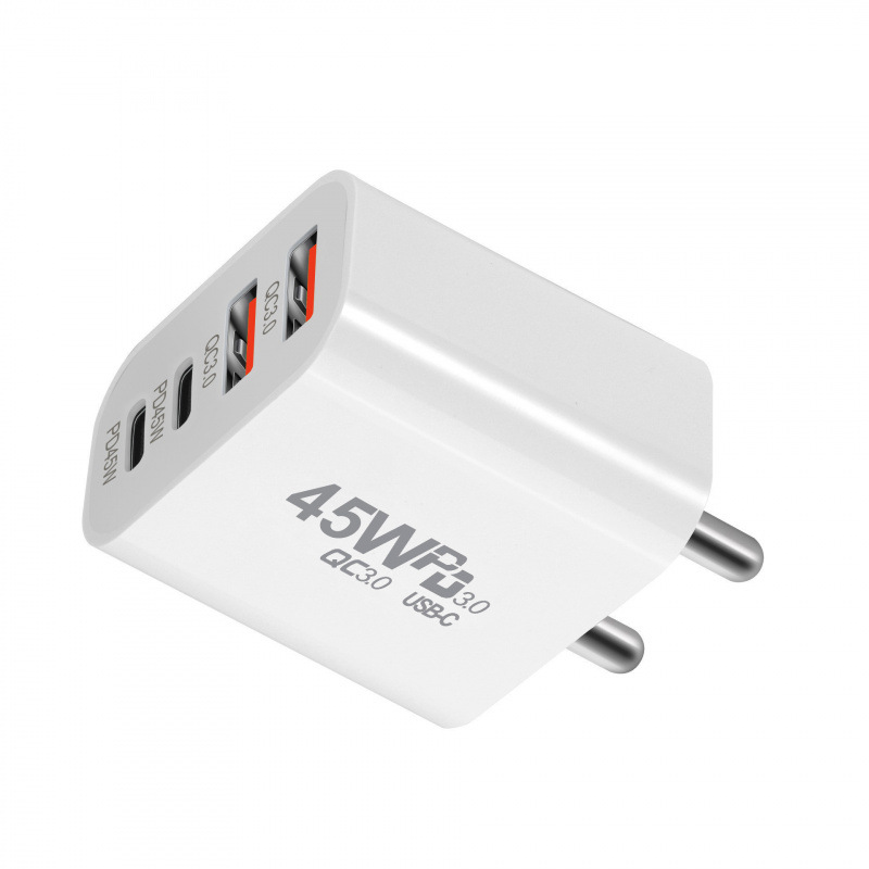 45W GaN PD Charger Dual PD+USB Mini 4-Port Charger 45W Australia Standard PD Fast Charger
