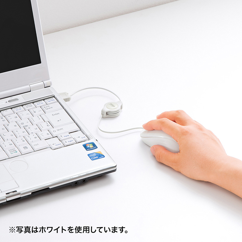 Japan Sanwa silent wired mouse blue LED portable office small mouse cable retractable MA-BLMA8