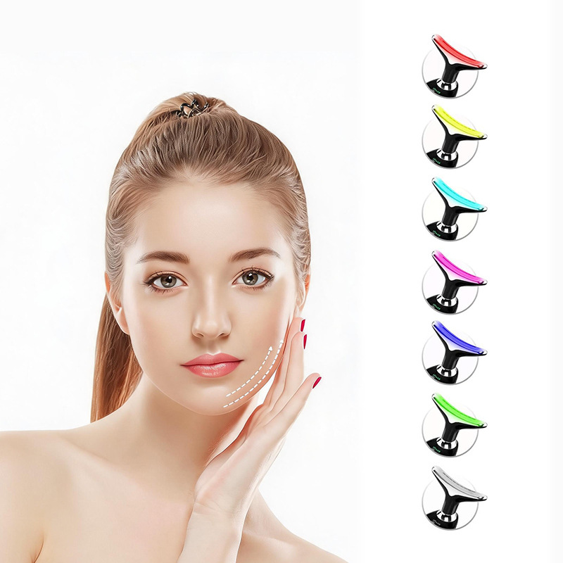 New Neck Beauty Device Vibration Massage Neck Line Device Small Iron Lifting Neck Facial Color Light导入 Beauty Device