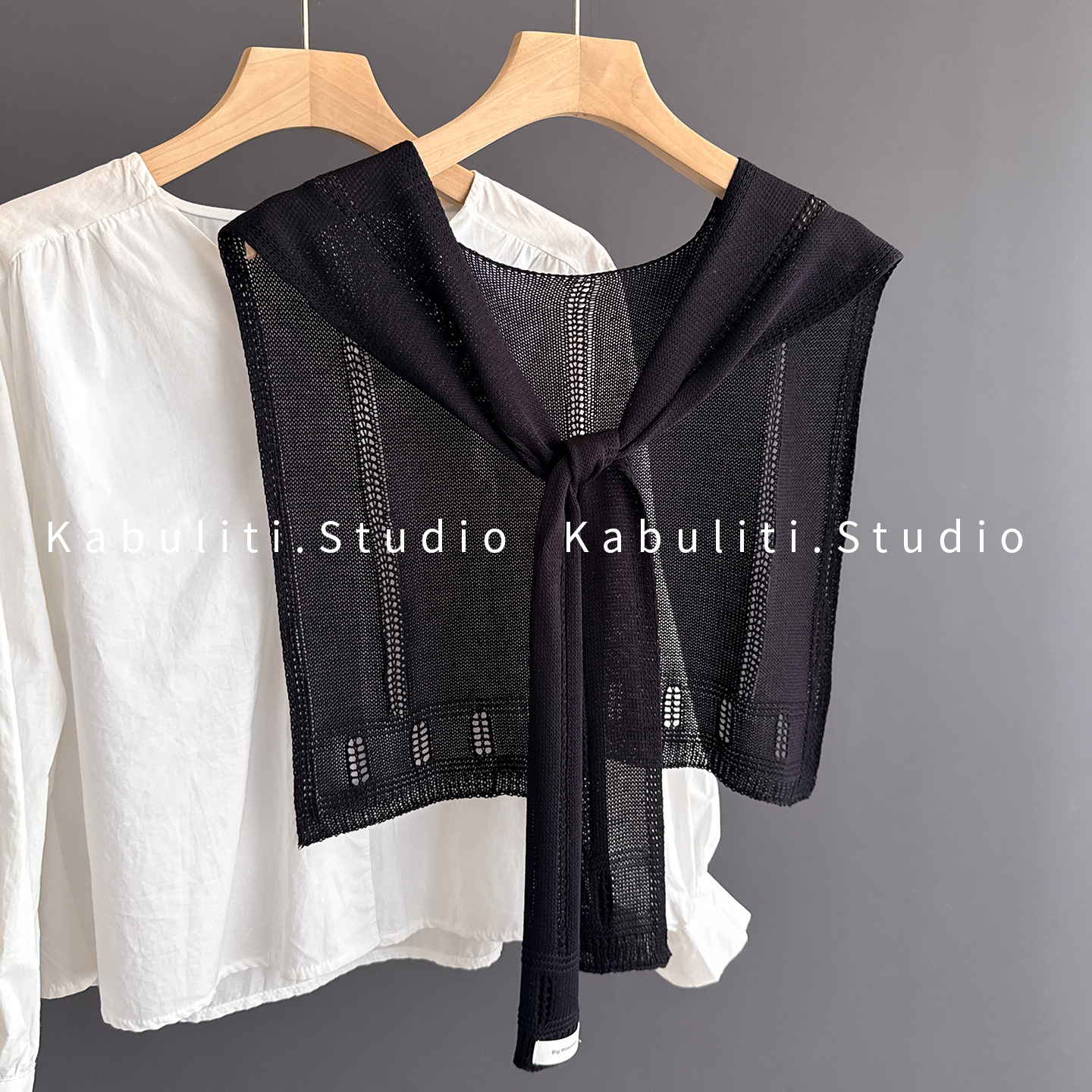 Outerwear knitted small shawl women off-white office air-conditioned room neck protection cape thin scarf matching shirt skirt