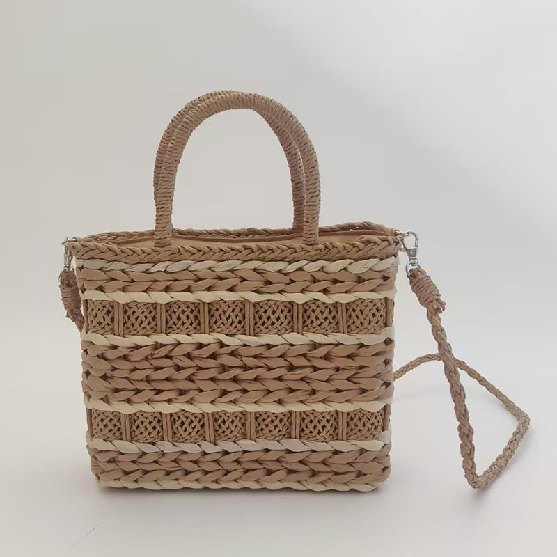 New crossbody striped woven bag casual crossbody bag handbag straw woven basket simple lightweight