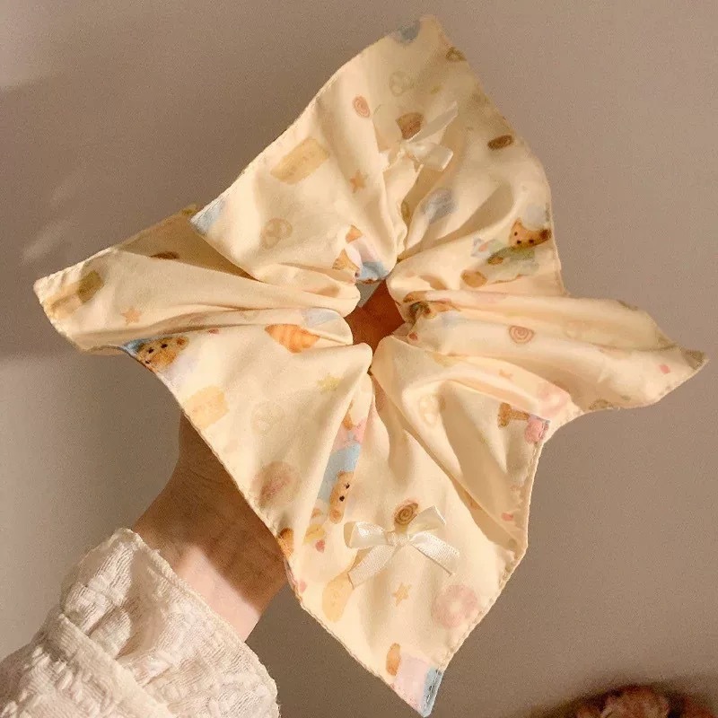 Oil painting texture square scarf hair tie new durable elastic hair accessory
