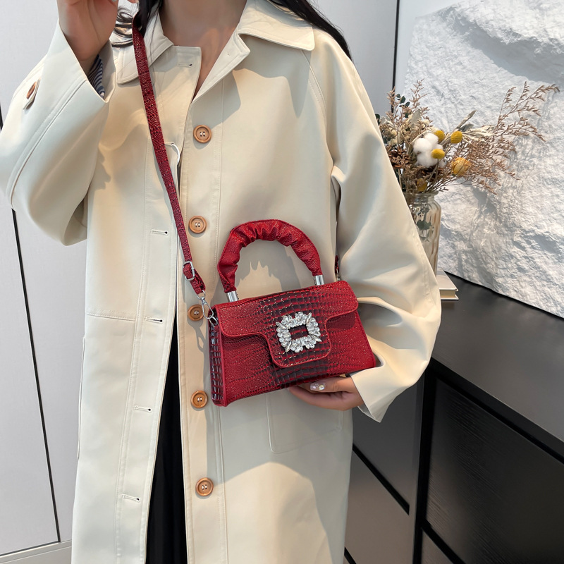 2026 New Small Square Bag Women Textured Handbag Women's Bag Fashionable Single Shoulder Crossbody Bag