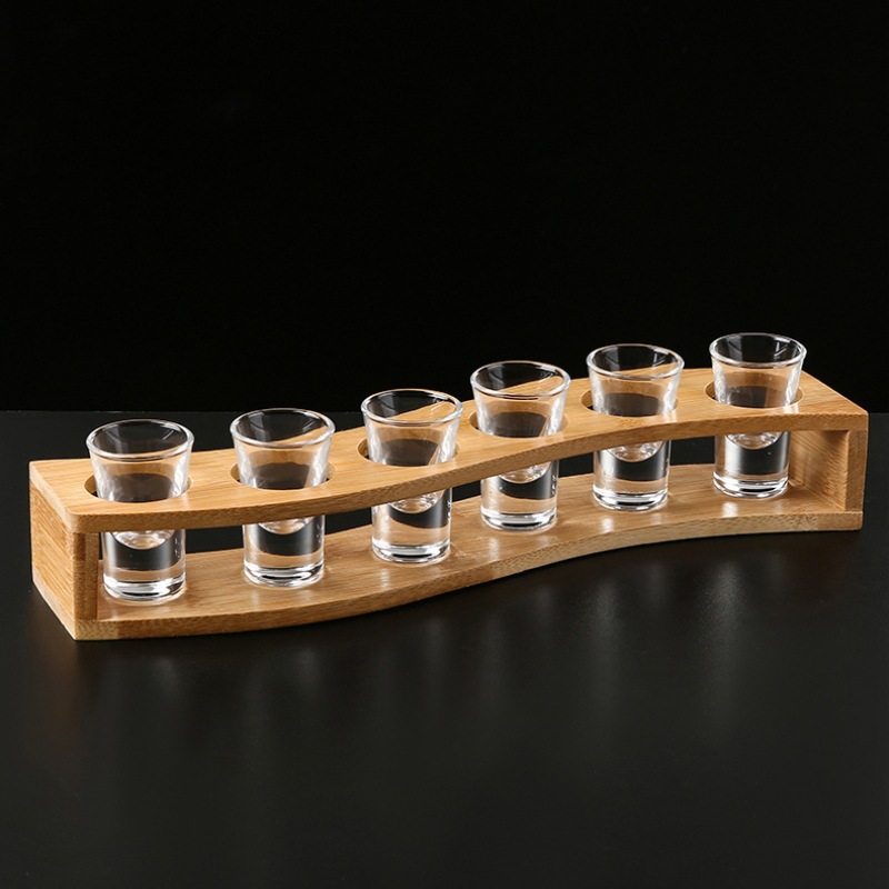 Bamboo liquor glass rack wine dispenser rack shot glass rack bamboo wooden rack small wine glass storage rack small sake cup rack