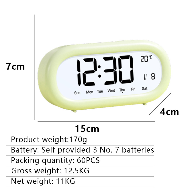 LCD electronic alarm clock bedroom desktop silent student special learning children cartoon alarm clock electronic clock living room