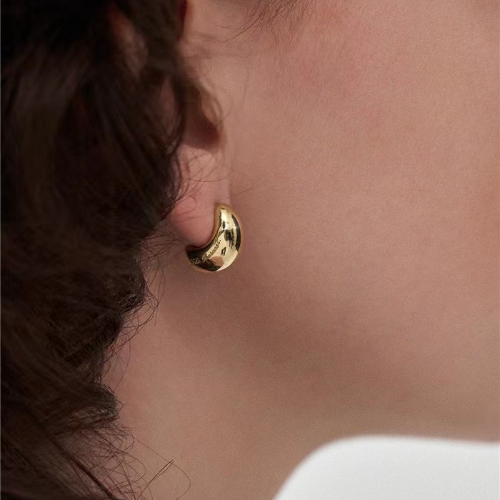 Fever moon earrings for women, 925 silver needle copper plated 18k gold, simple commuter earrings