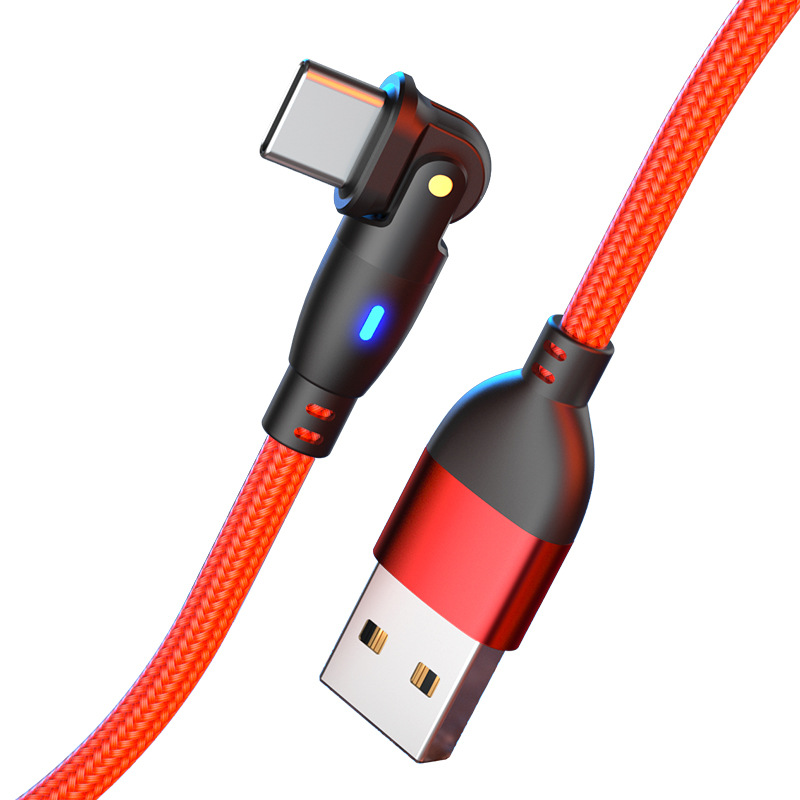 Fast charging 180-degree rotating data cable Android Type-C phone fast charging cable bent head gaming data cable