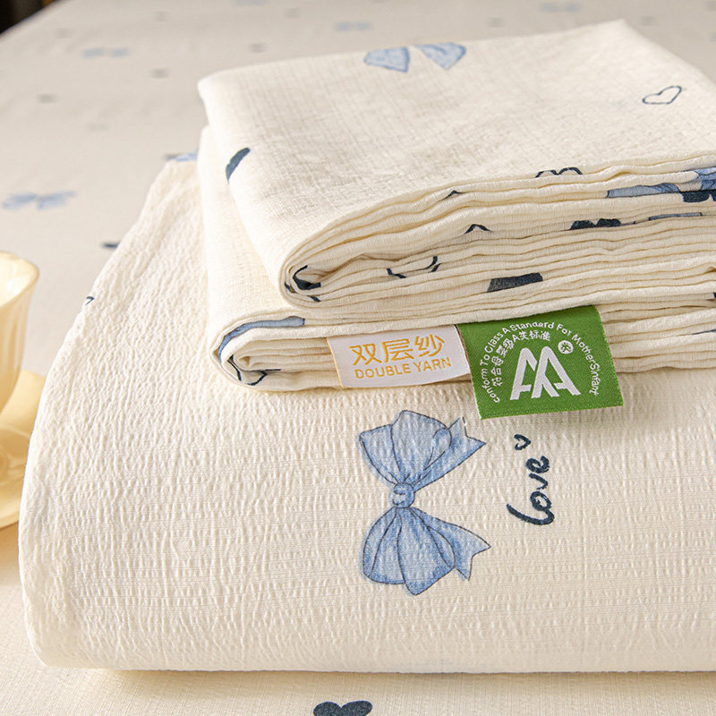 蓝色蝴蝶结【A类面料 孕婴可用】 · 0.9m床：120x230cm【单件床单】