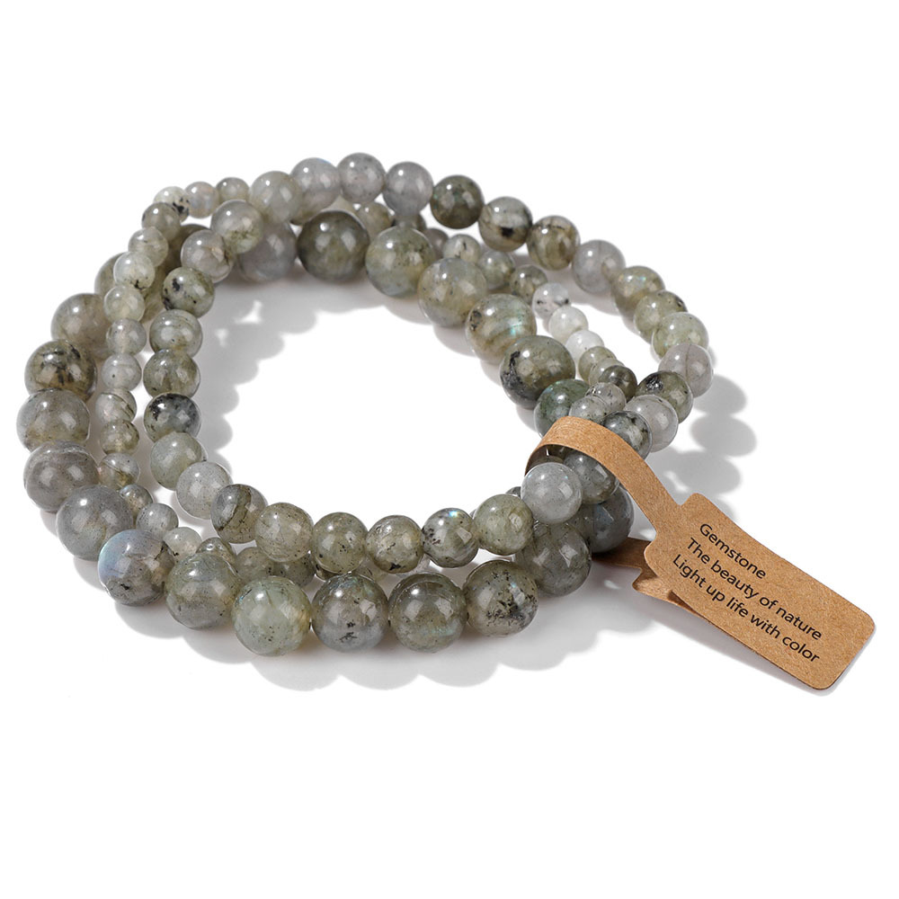 4mm/6mm/8mm three-piece bracelet set stone beads elastic rope simple label set unisex hand jewelry