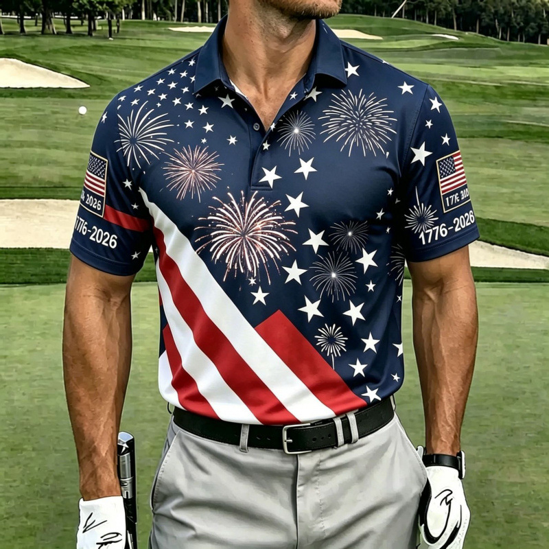 2026 New Men's Short Sleeve Polo Shirt Cross Climber Sports Casual