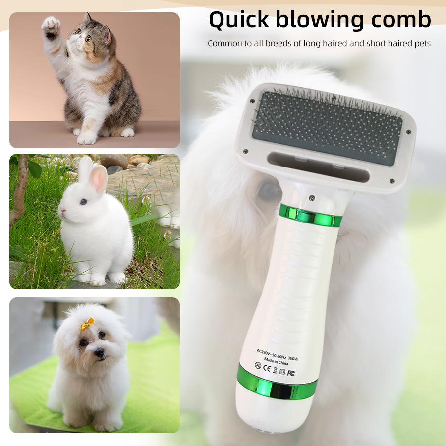 Electric Pet Comb Massage Pin Comb Blow Dryer Comb Dog Cat Hair Removal Integrated Blow Dryer Comb Pet Supplies Remove Loose Hair