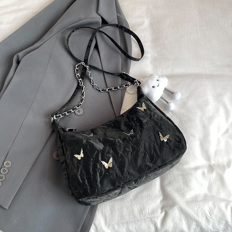 Small bag women 2026 autumn new butterfly decoration crossbody bag single shoulder underarm handbag small square bag