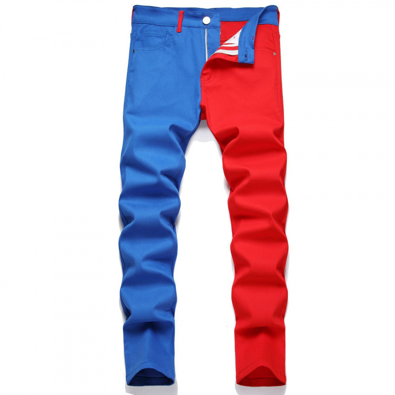 New Men's Color Block Slim Fit Casual Pants Sweatpants Young Men Straight Leg Pants