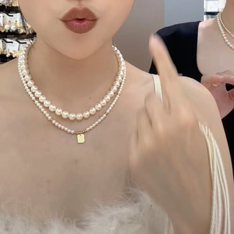 New autumn winter lucky pendant Shi's pearl necklace sense of style sense