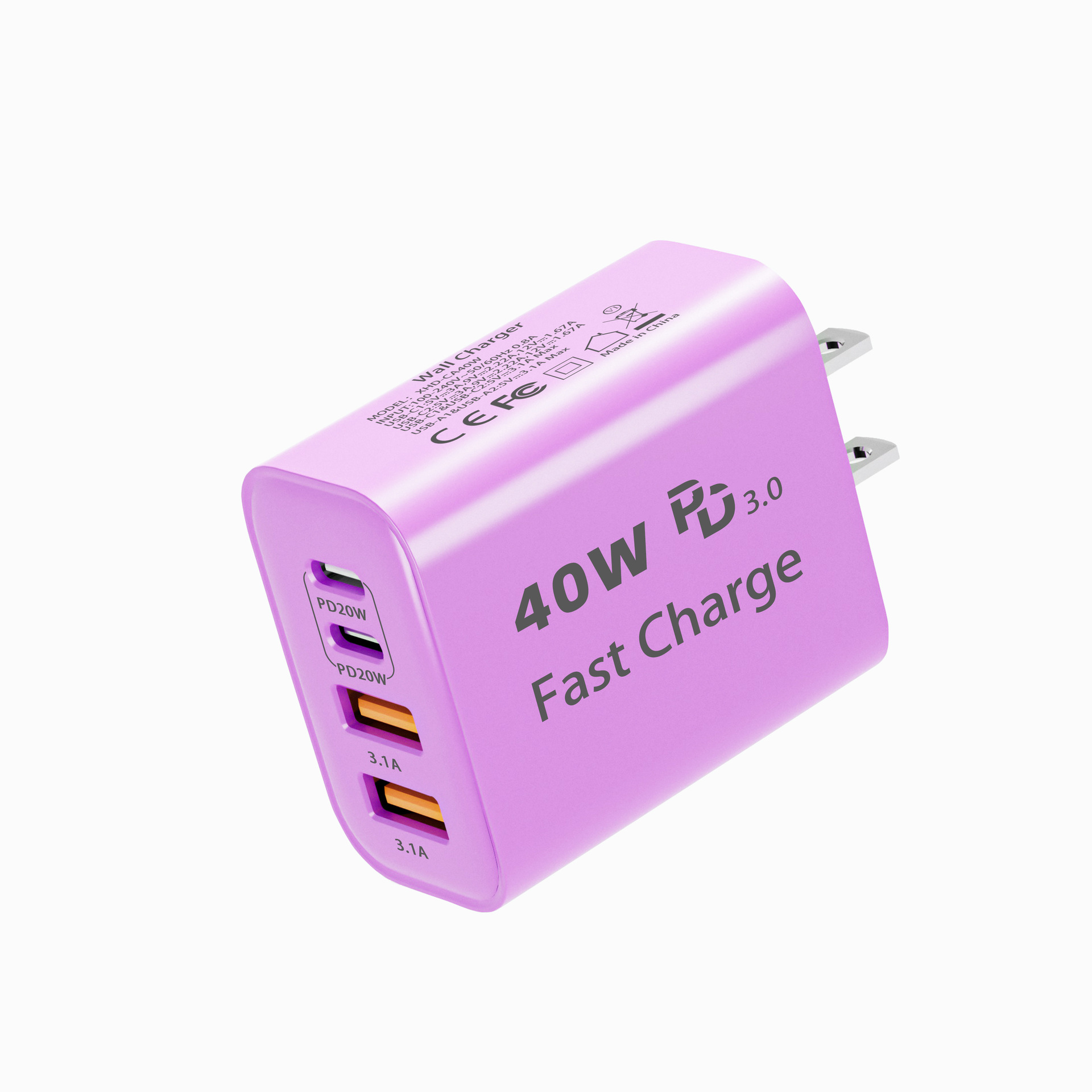 40W美规2C2A充电器-紫色