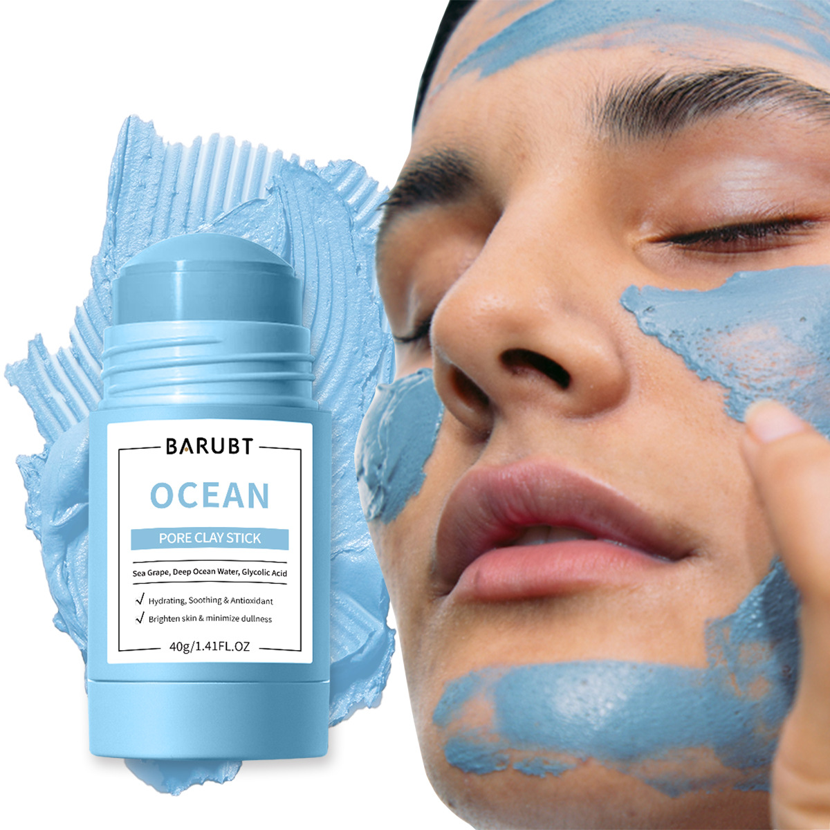 BARUBT Mugwort Mud Mask Stick Deep Cleansing Gentle Blackhead Removal Repair Facial Mask