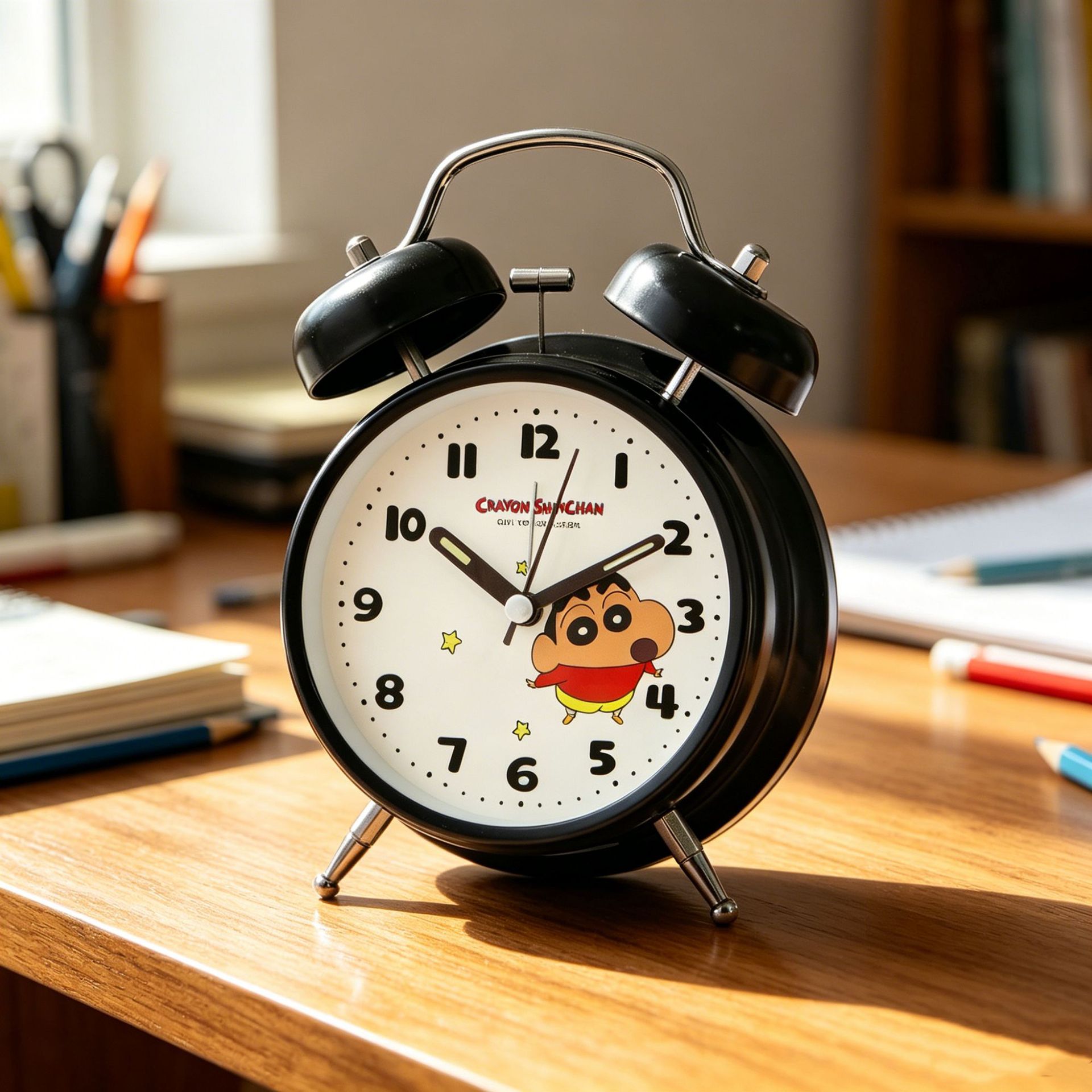 Original crayon ringing alarm clock student learning special alarm clock children bedroom fluorescent metal ringing alarm clock