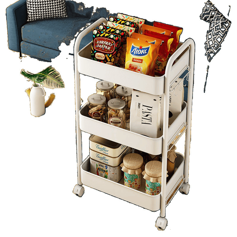 Beauty salon special trolley beauty cart three-layer barber shop hairdressing nail hand push tool cart storage shelf