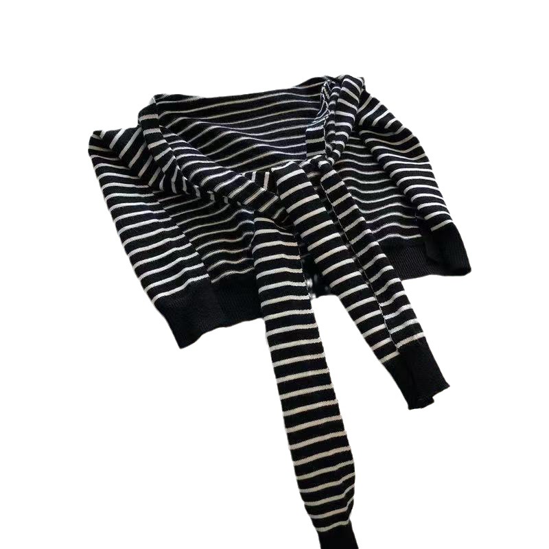 Thin simple striped shawl autumn and winter knitted scarf small cape outer fake collar